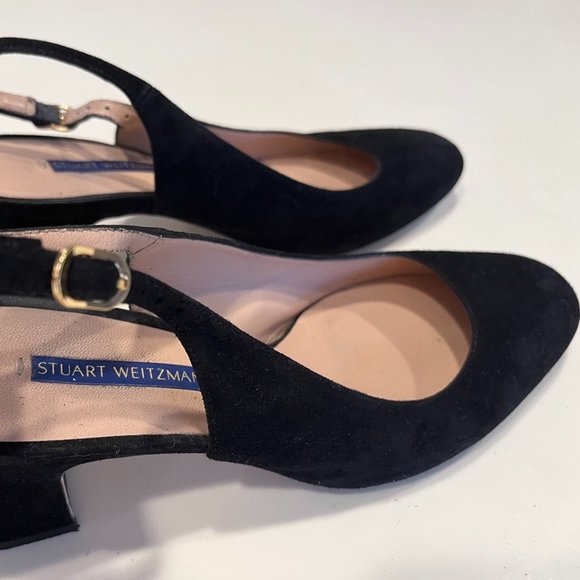 Stuart Weitzman Loraina Suede Black Slingback Pumps Sz 8